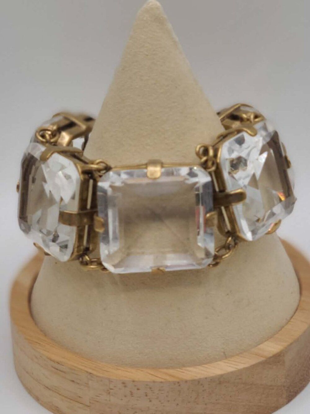 J Crew Chunky Clear Crystal Gold Tone Bracelet